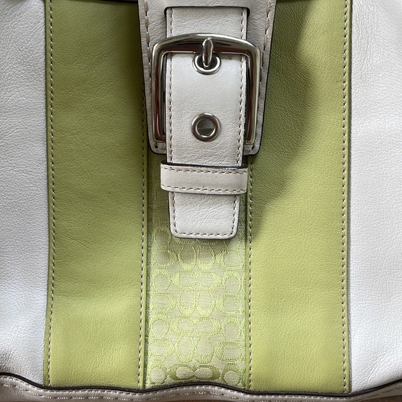 Vintage Green and White Coach Purse - Picture 6 of 6